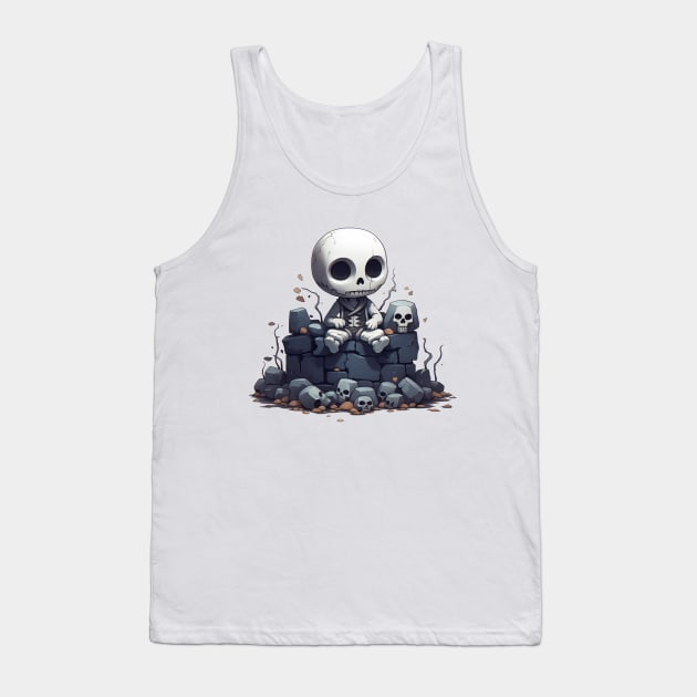 Cute preppy skeleton sitting on the wall Tank Top by MilkyBerry